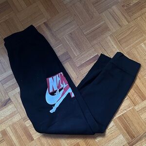 Nike Black Sweatpants with Pink & White Logo